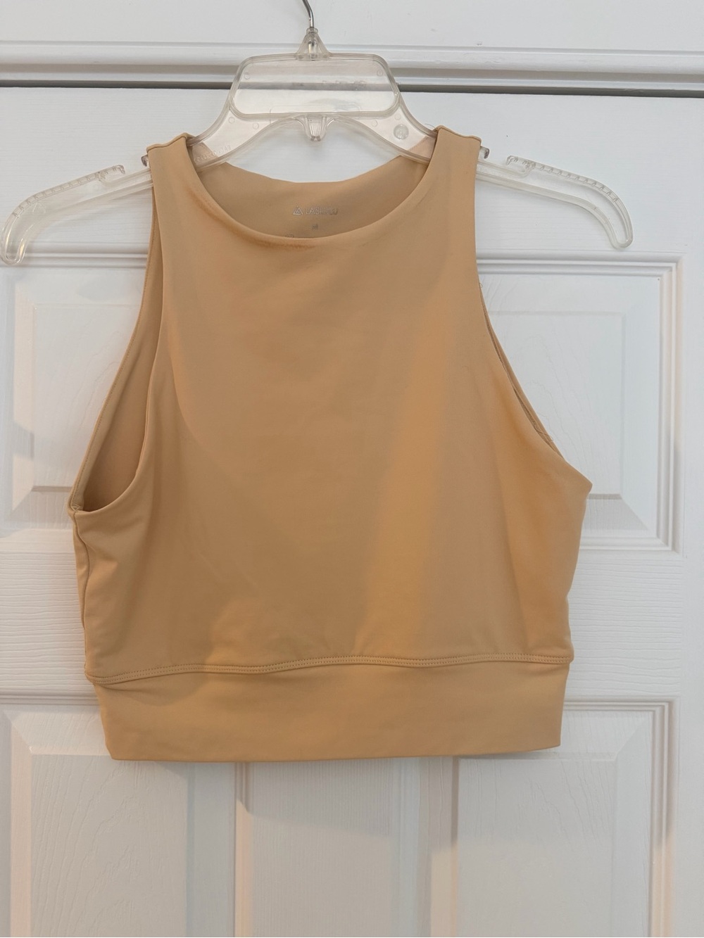 Ladies Size Medium "Laslulu" athletica High-Neck Crop Tank in Beige GUC